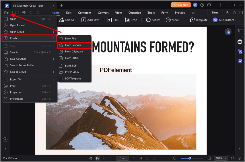 create pdf from scanning