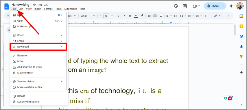 download extract text google docs
