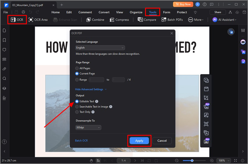 perform ocr on scanned data