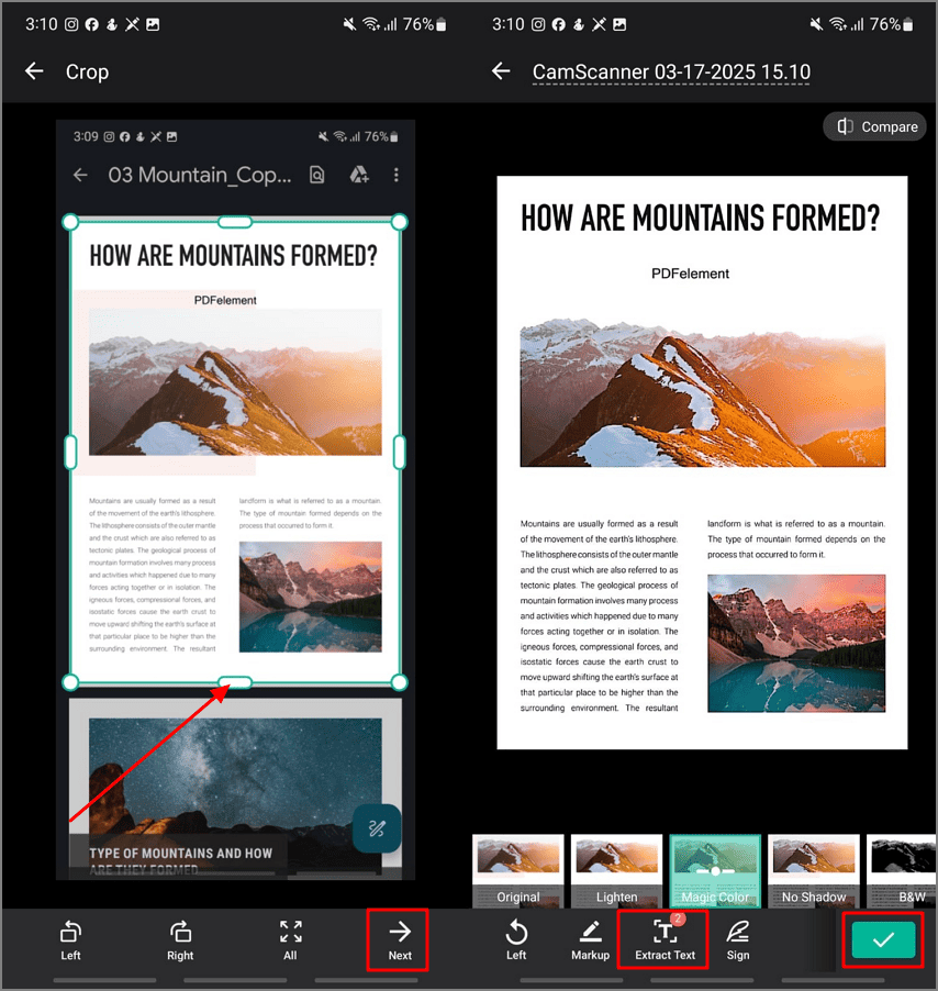 extract text camscanner
