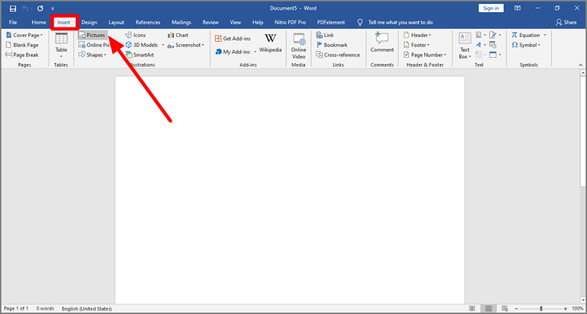 open word and insert image