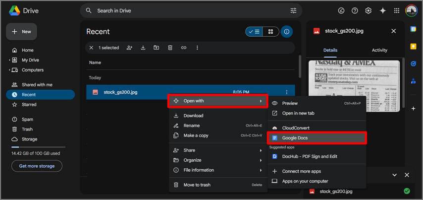 open with google docs