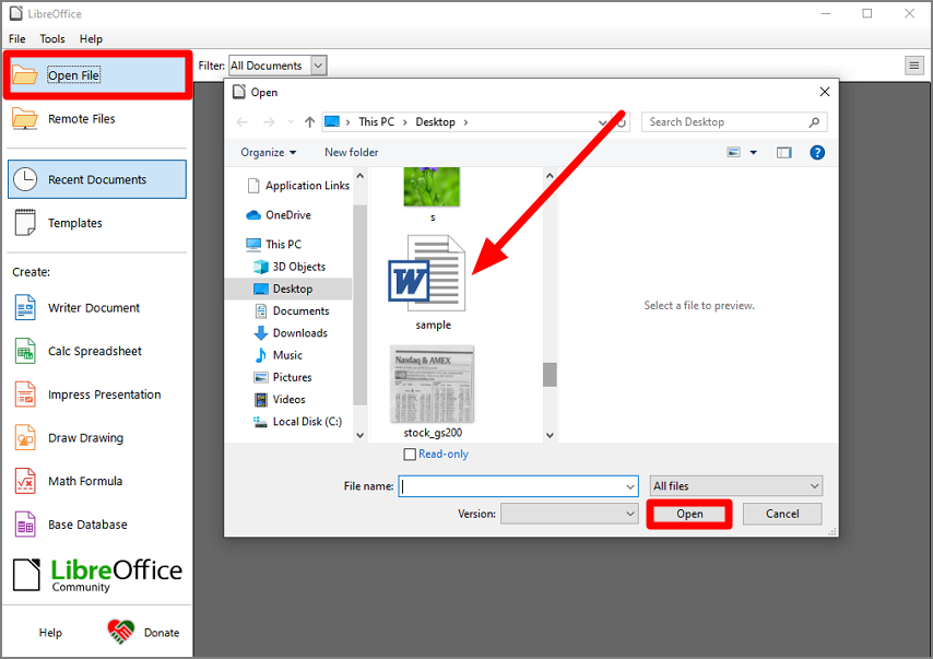 open file in libreoffice