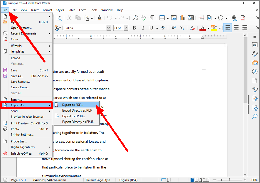 export file as pdf