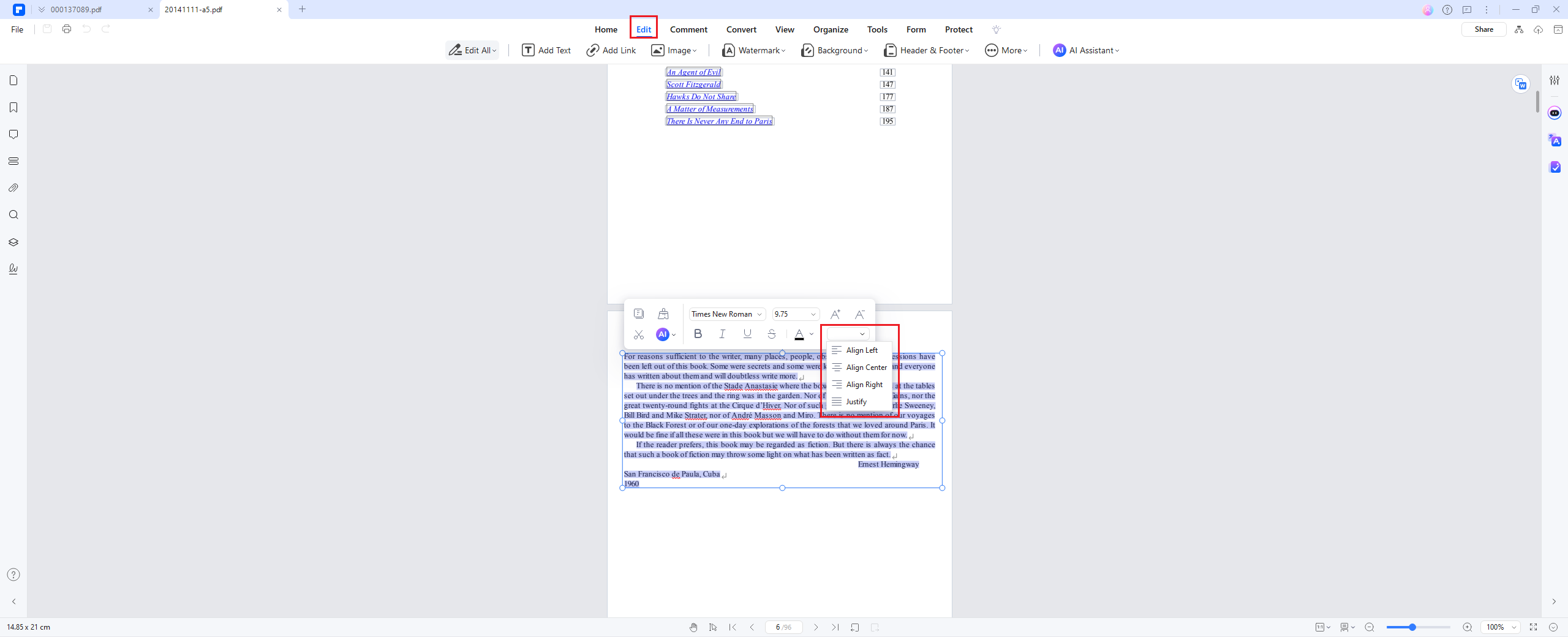 align objects in pdfelement