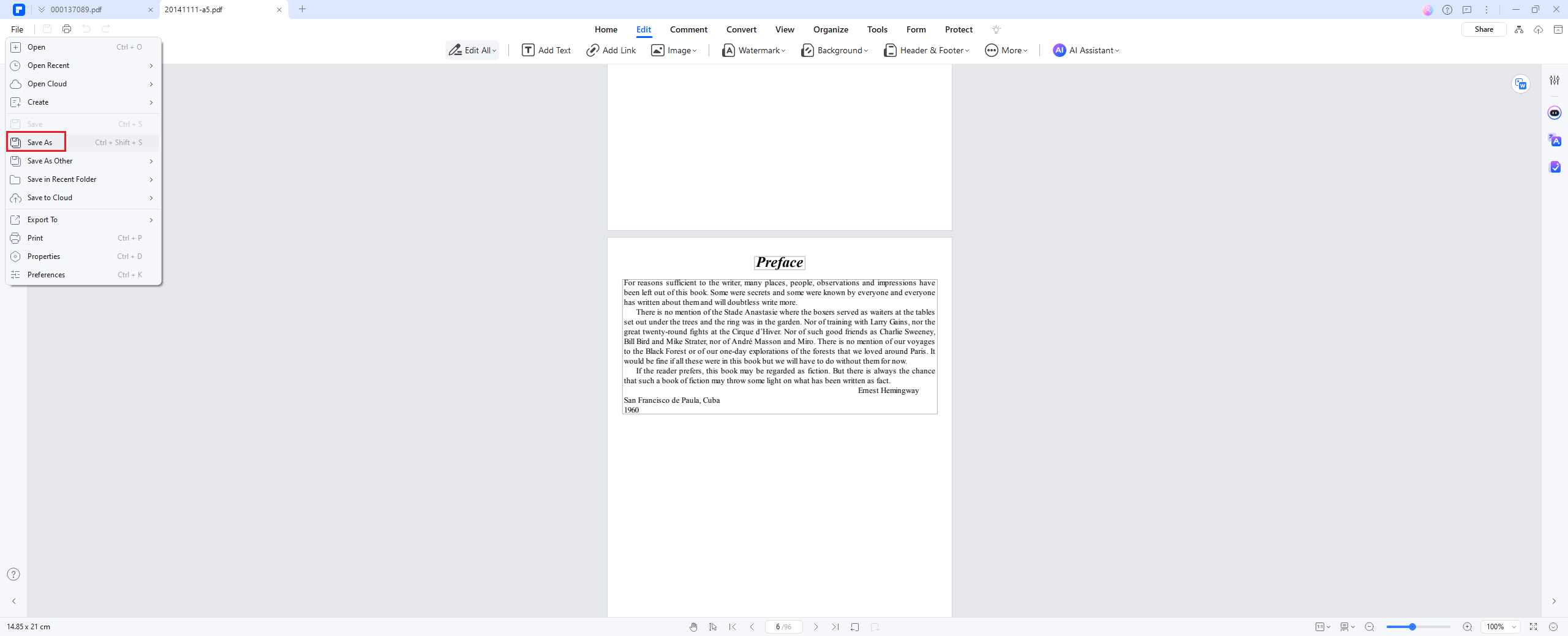 save the pdf document