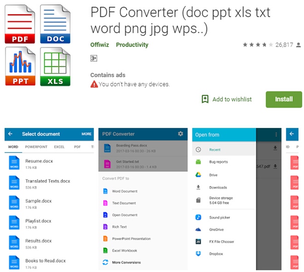 how to convert a file to pdf on android