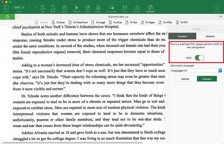 convert scanned pdf to text on mac