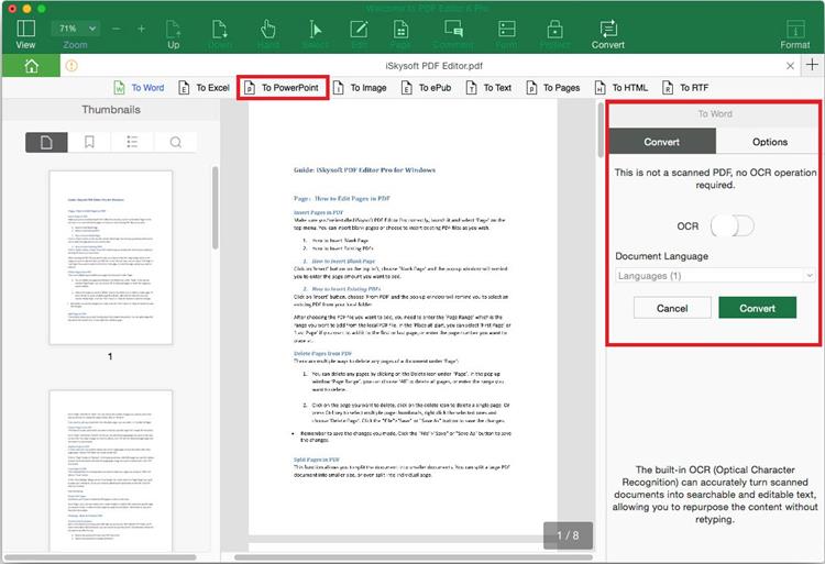 how to change pdf to powerpoint on mac