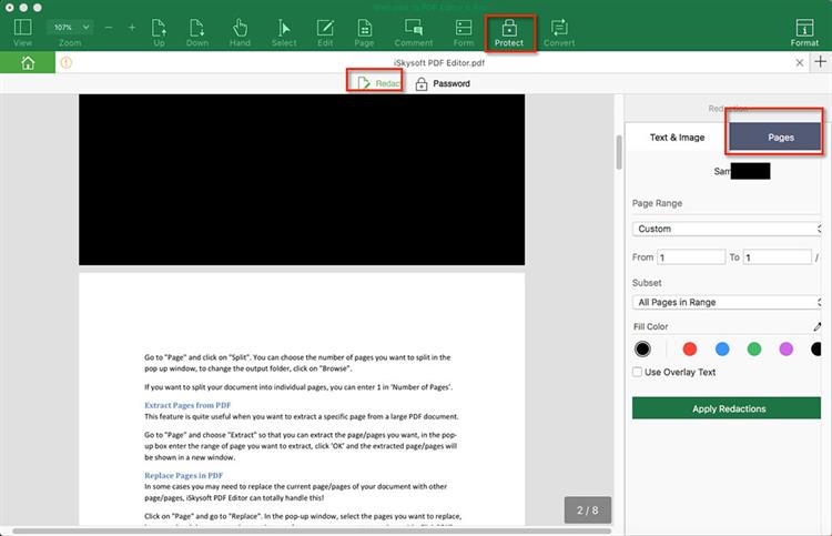 start redacting pdf