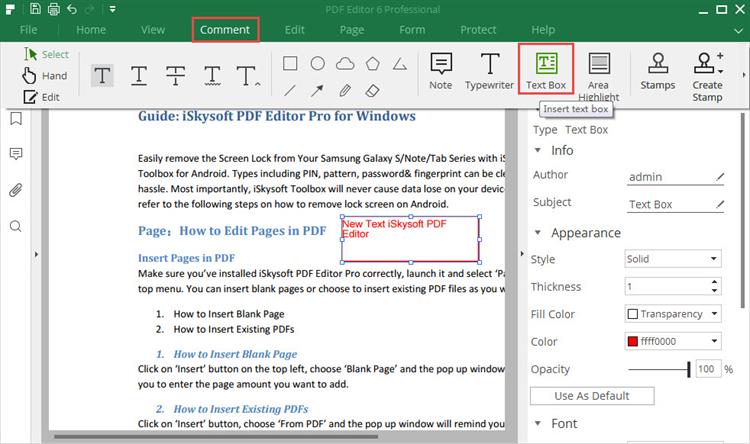 how to add text to a pdf document