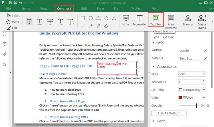 how to add text in pdf file