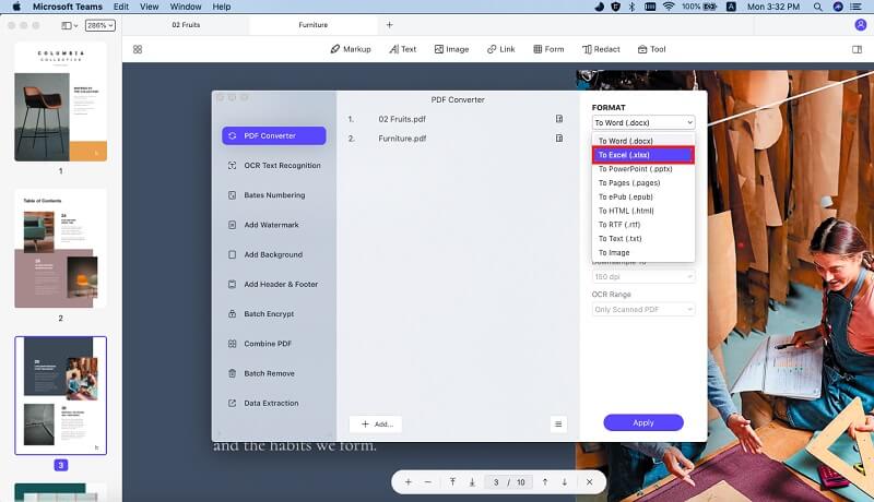 convert pdf to excel for mac