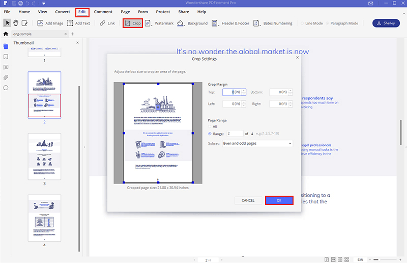 crop pages of pdf foxit reader