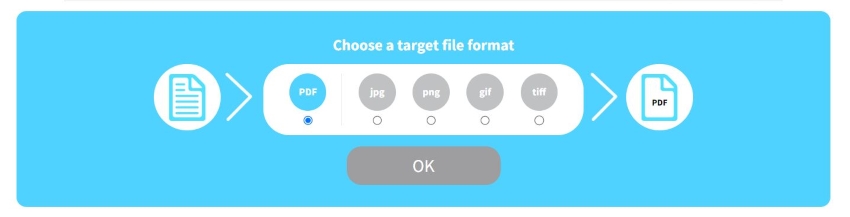 selecting pdf as target file format