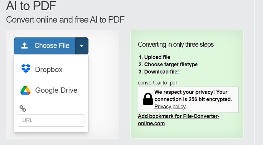 uploading ai file to the converter