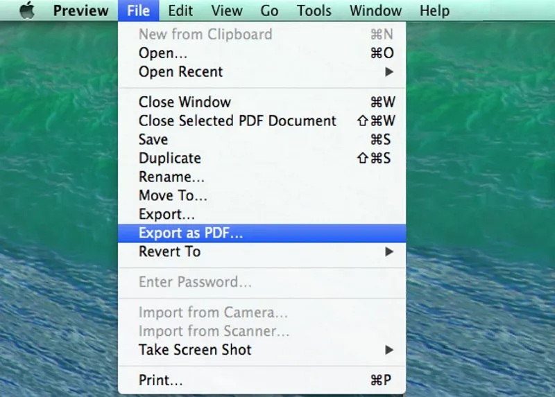 mac default export as pdf