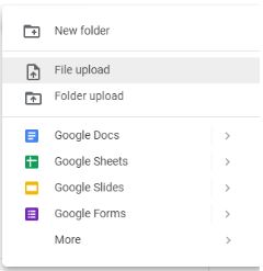 upload file in google drive