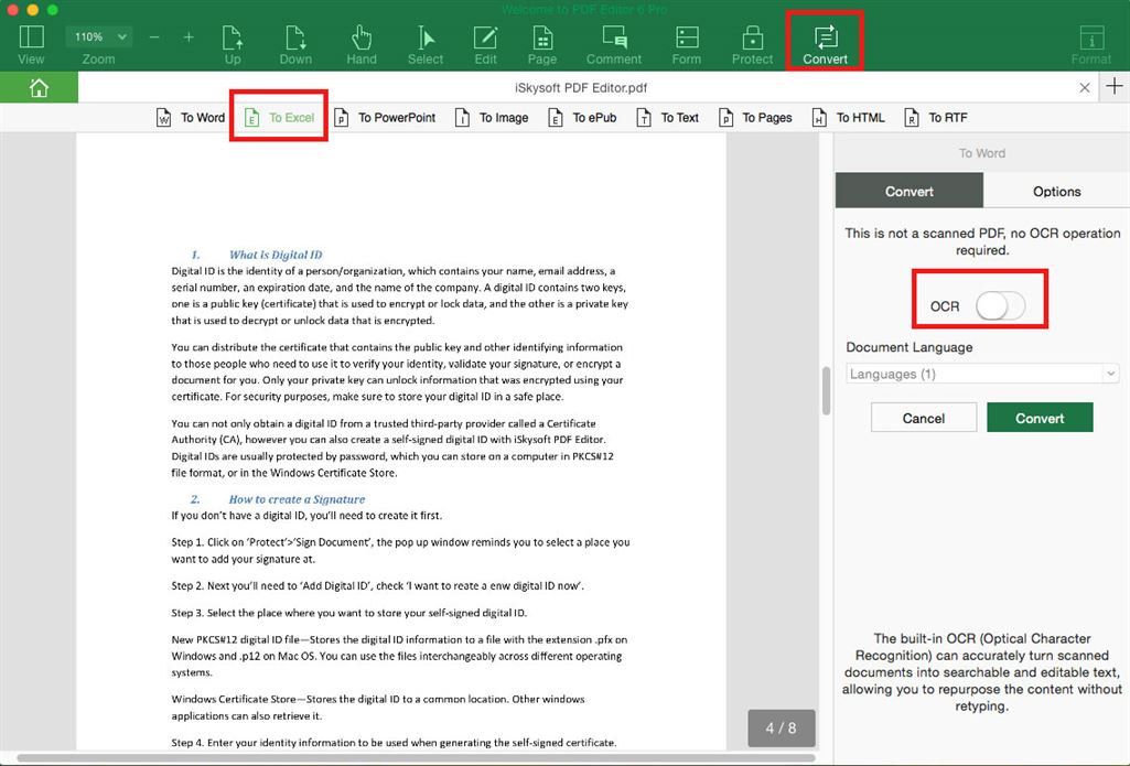 convert scanned pdf to excel