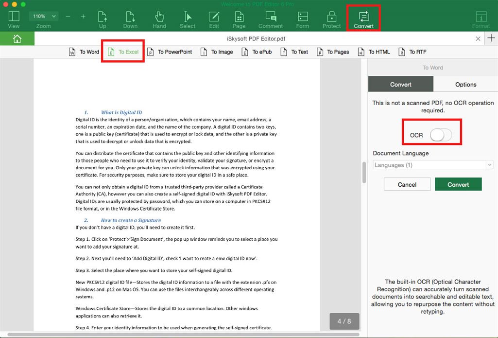 Excel to pdf mac app