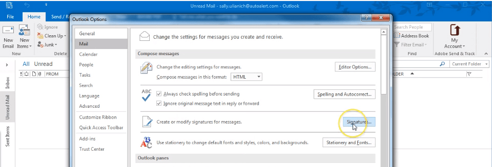 how to add signature in outlook desktop