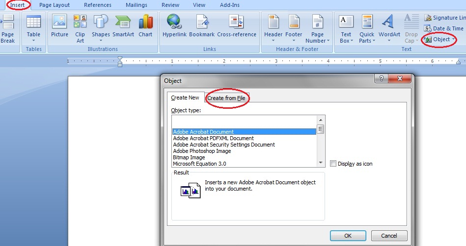 insert pdf into word document 2007