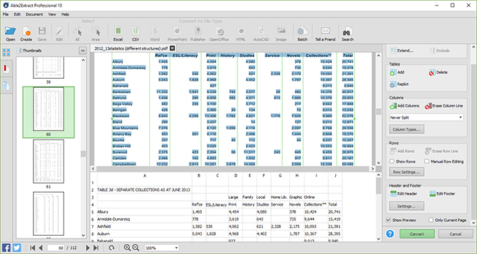 tabulo pdf excel