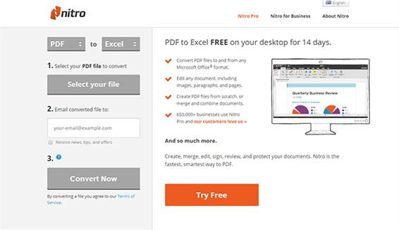 free pdf to excel converter nitro