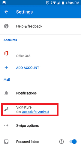 how to add signature in outlook on android